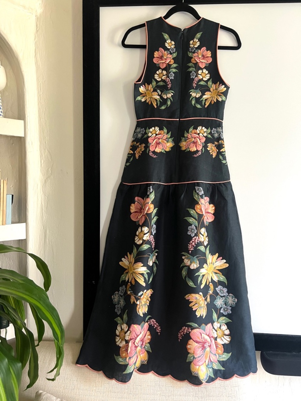 FARM Rio Maira Floral Dark Blue Linen Midi Dress Size XS NWT - Picture 7 of 16